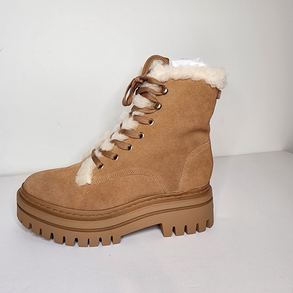 Sam Edelman kyler 2 Womens Faux Shearling Platform Combat Booties Size 9 - Picture 4 of 7